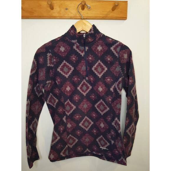 EDDIE BAUER Women's Geometric Print Quarter Zip Fleece Pullover Size M Outdoor - Picture 1 of 9